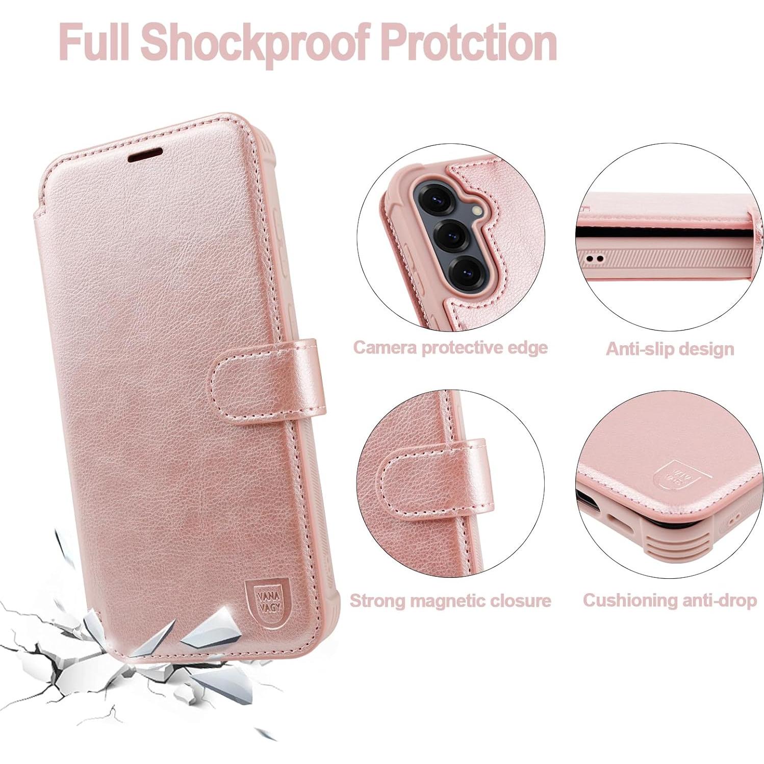 Funda billetera VANAVAGY para Samsung S25 6.2" Oro Rosa
