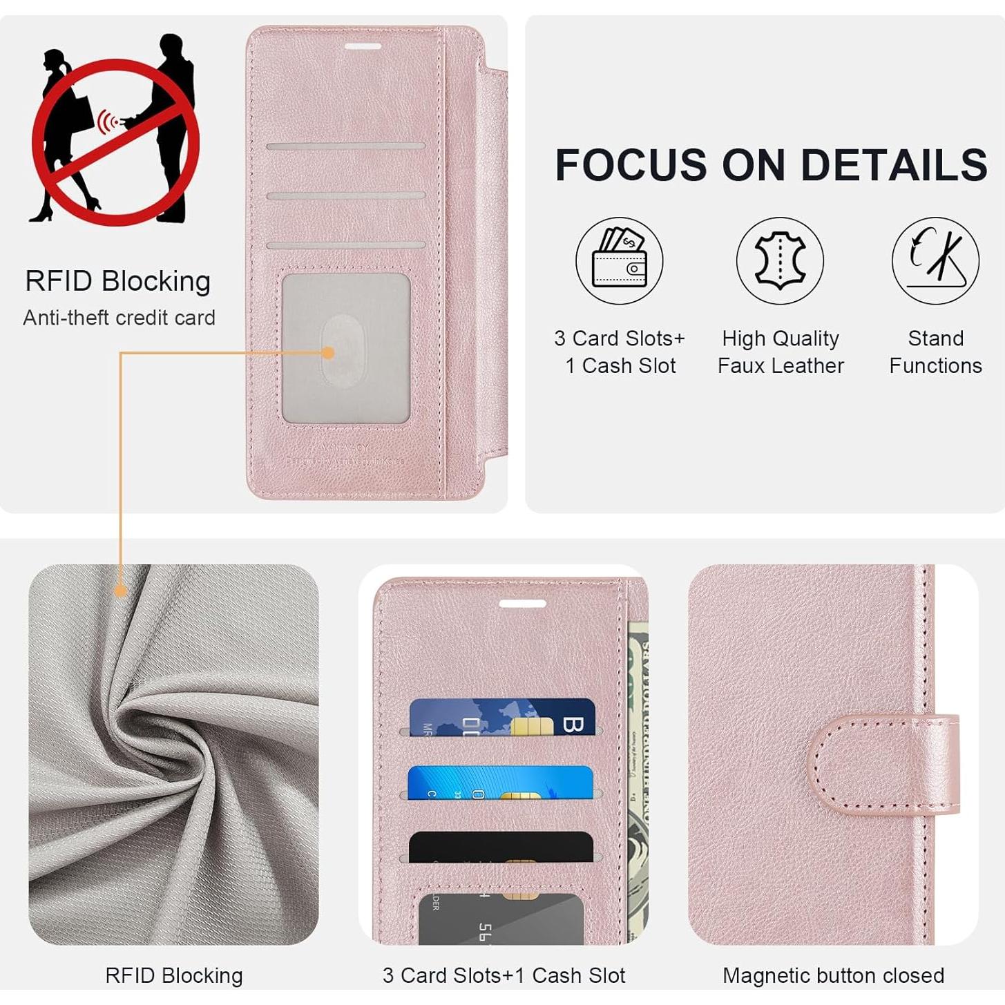 Funda billetera VANAVAGY para Samsung S25 6.2" Oro Rosa