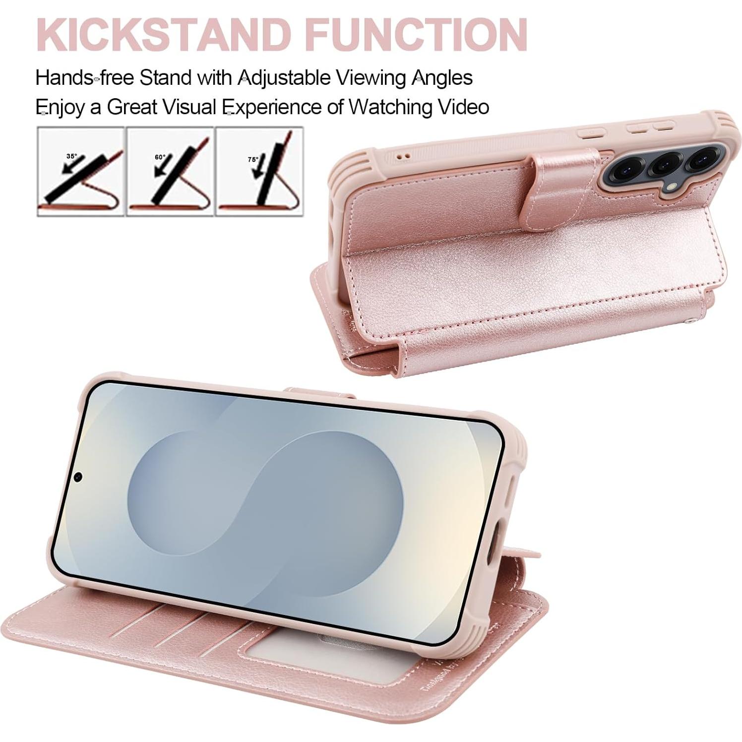 Funda billetera VANAVAGY para Samsung S25 6.2" Oro Rosa