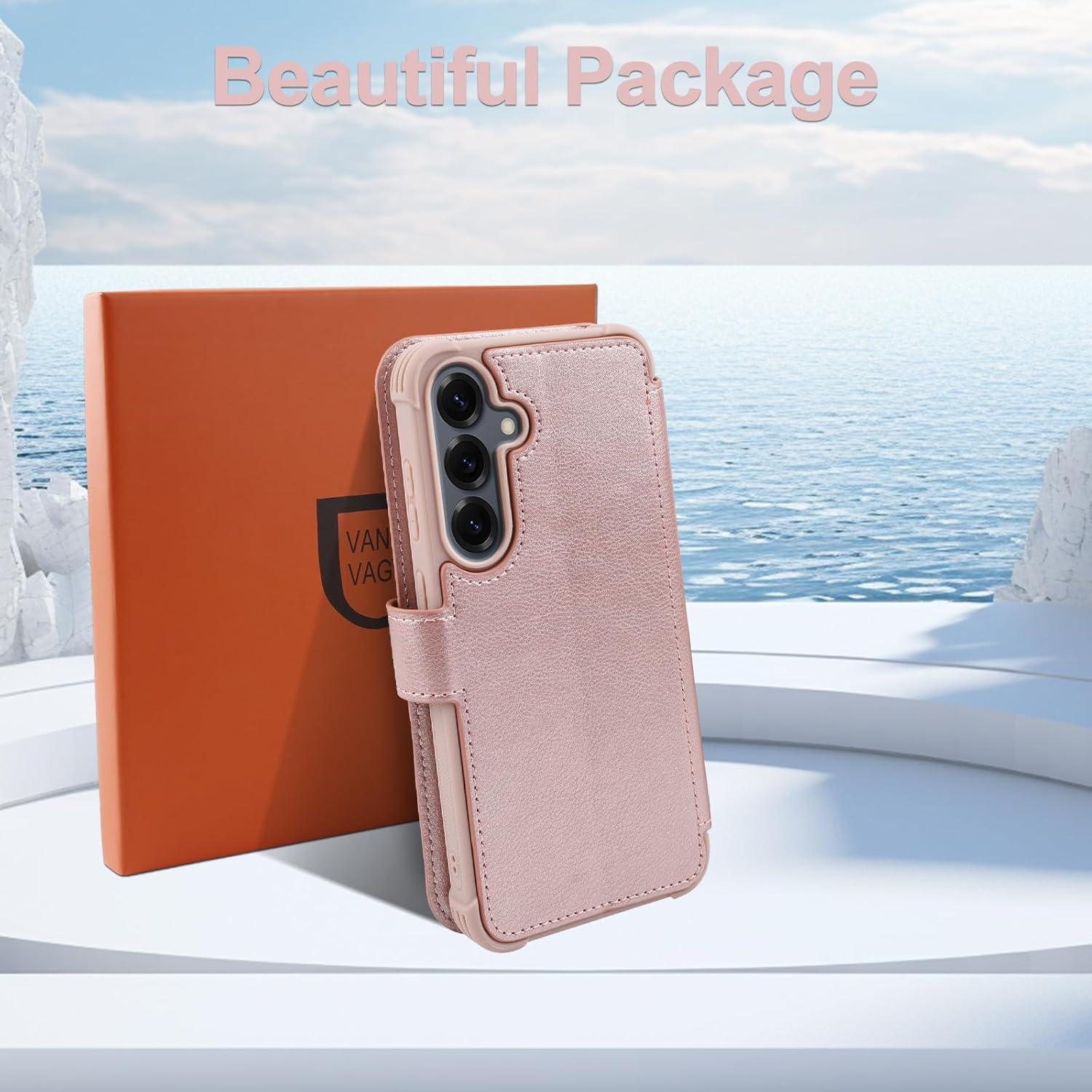 Funda billetera VANAVAGY para Samsung S25 6.2" Oro Rosa