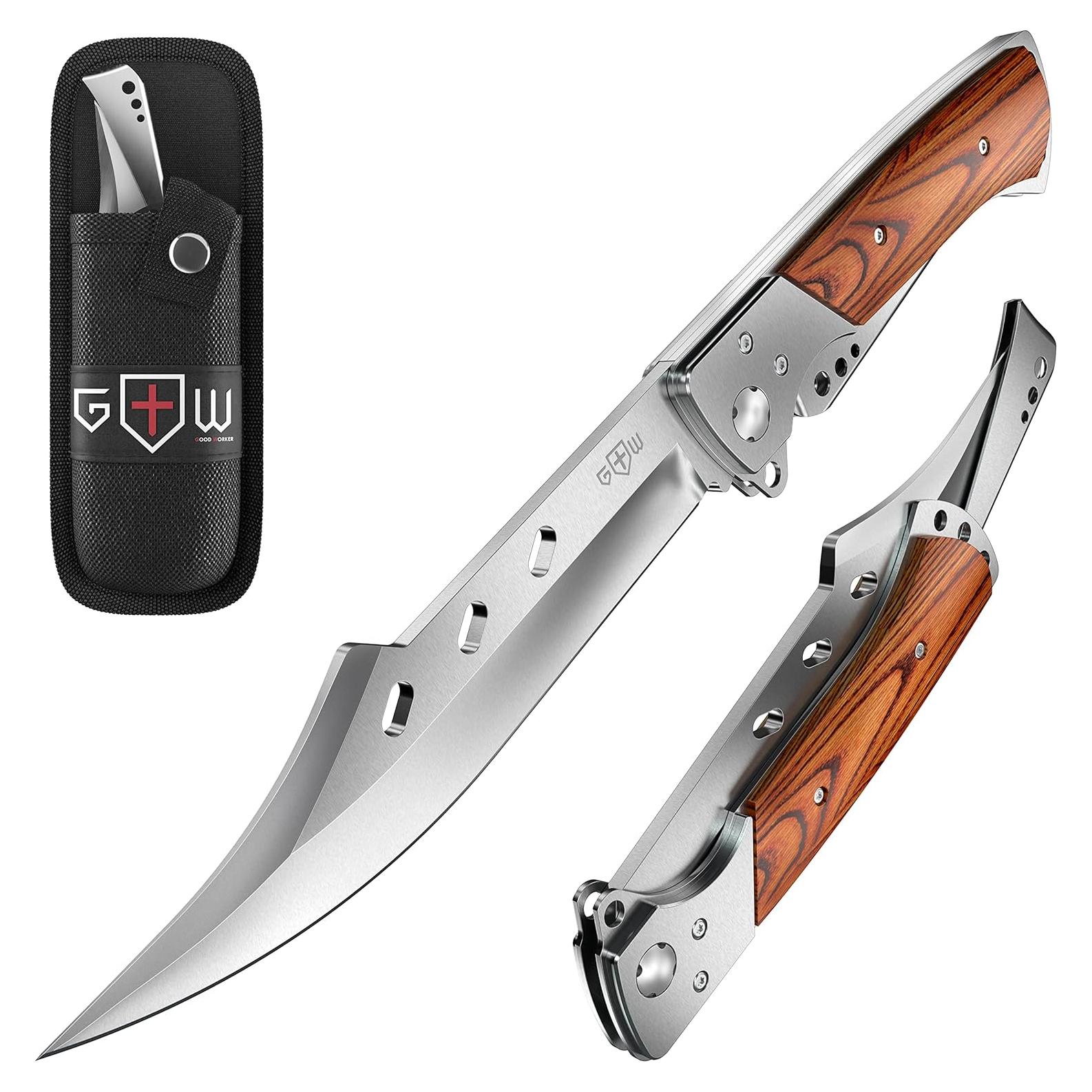 Cuchillo Plegable Grand Way 27.5 cm Hoja Larga Madera Rosa