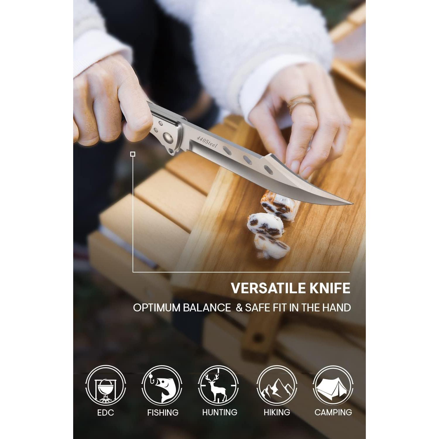 Cuchillo Plegable Grand Way 27.5 cm Hoja Larga Madera Rosa