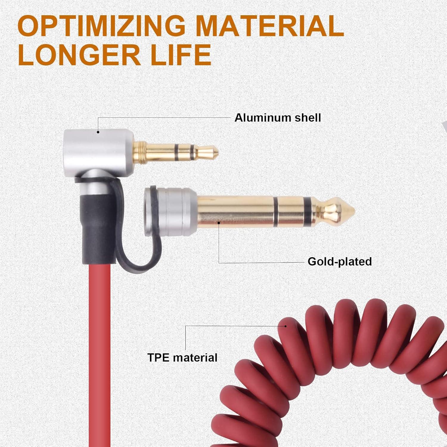 Cable Auxiliar de Reemplazo 3.5mm y 6.5mm Saipomor Rojo 2M