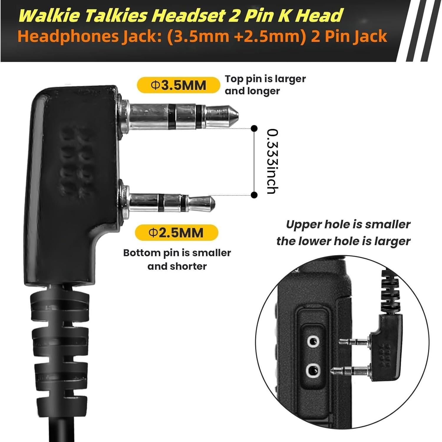 Paquete de 2 Auriculares Walkie Talkie VistaRise Tipo K
