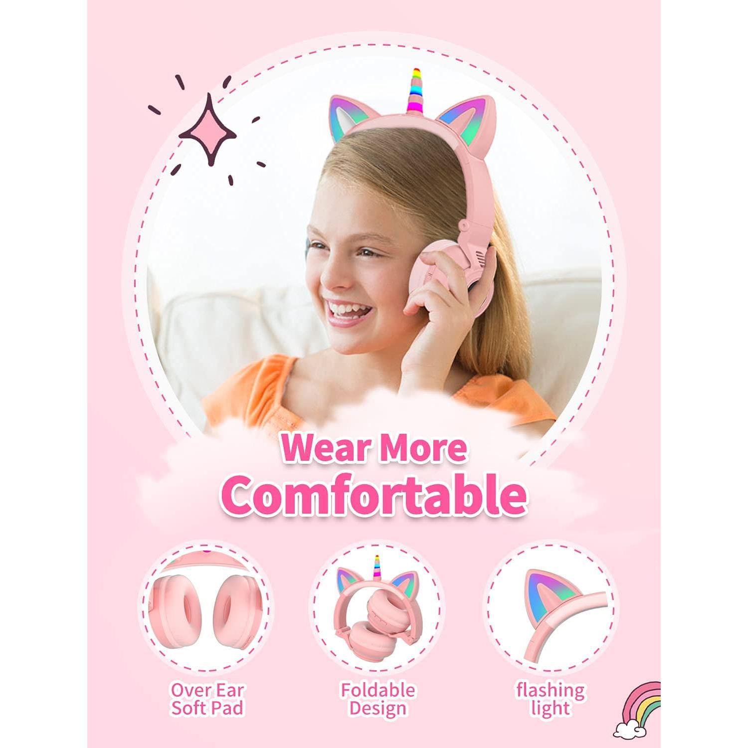 Auriculares Inalámbricos Yusonic Unicornio Rosa 220g Bluetooth 5.0