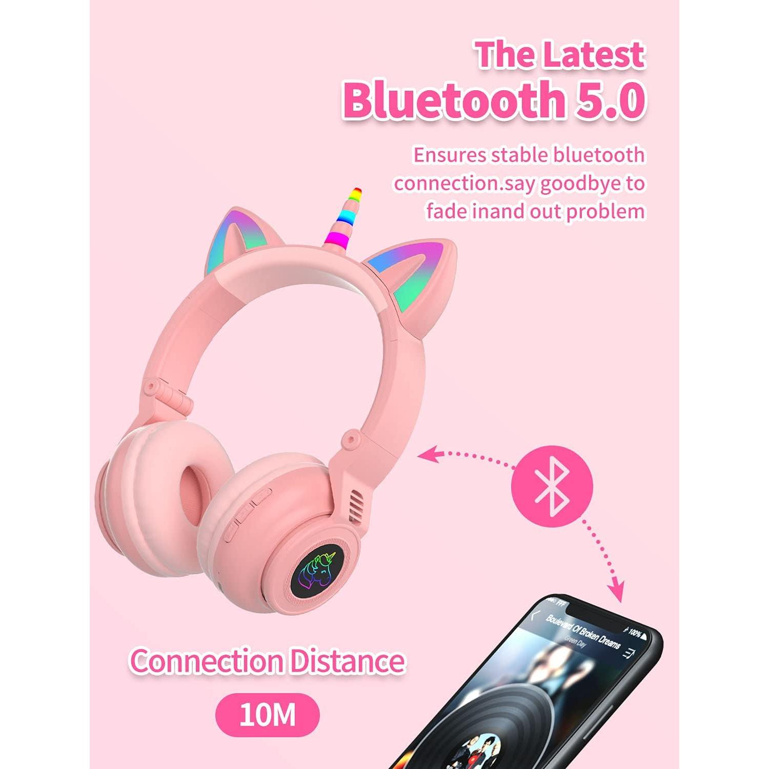 Auriculares Inalámbricos Yusonic Unicornio Rosa 220g Bluetooth 5.0