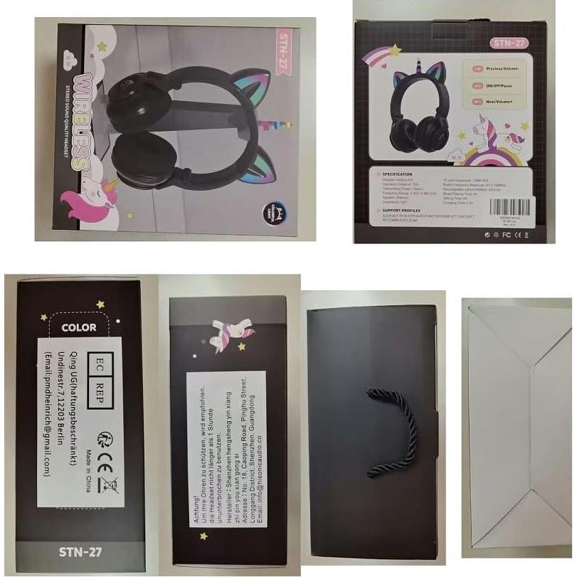 Auriculares Inalámbricos Yusonic Unicornio Plegables con Luz LED