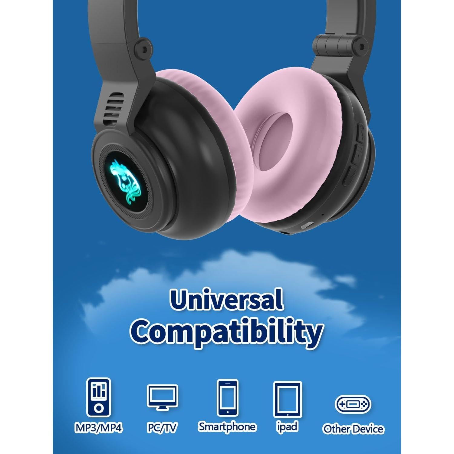 Auriculares Inalámbricos Yusonic Unicornio Plegables con Luz LED