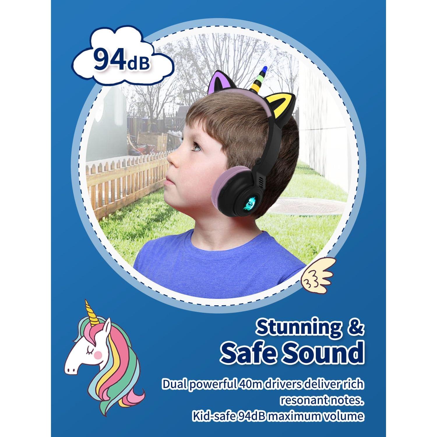 Auriculares Inalámbricos Yusonic Unicornio Plegables con Luz LED