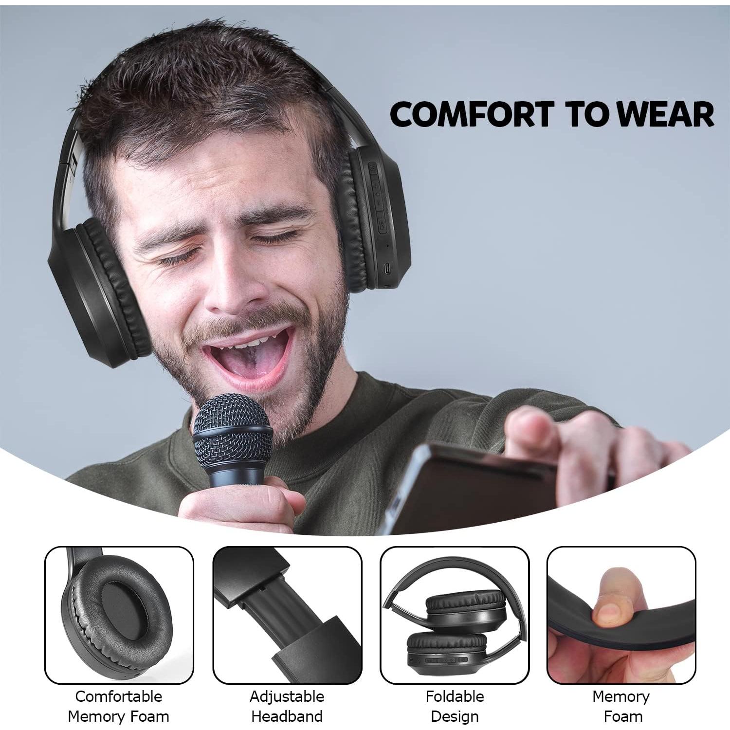 Auriculares Bluetooth Rydohi R916 Plegables 68H HiFi Negro