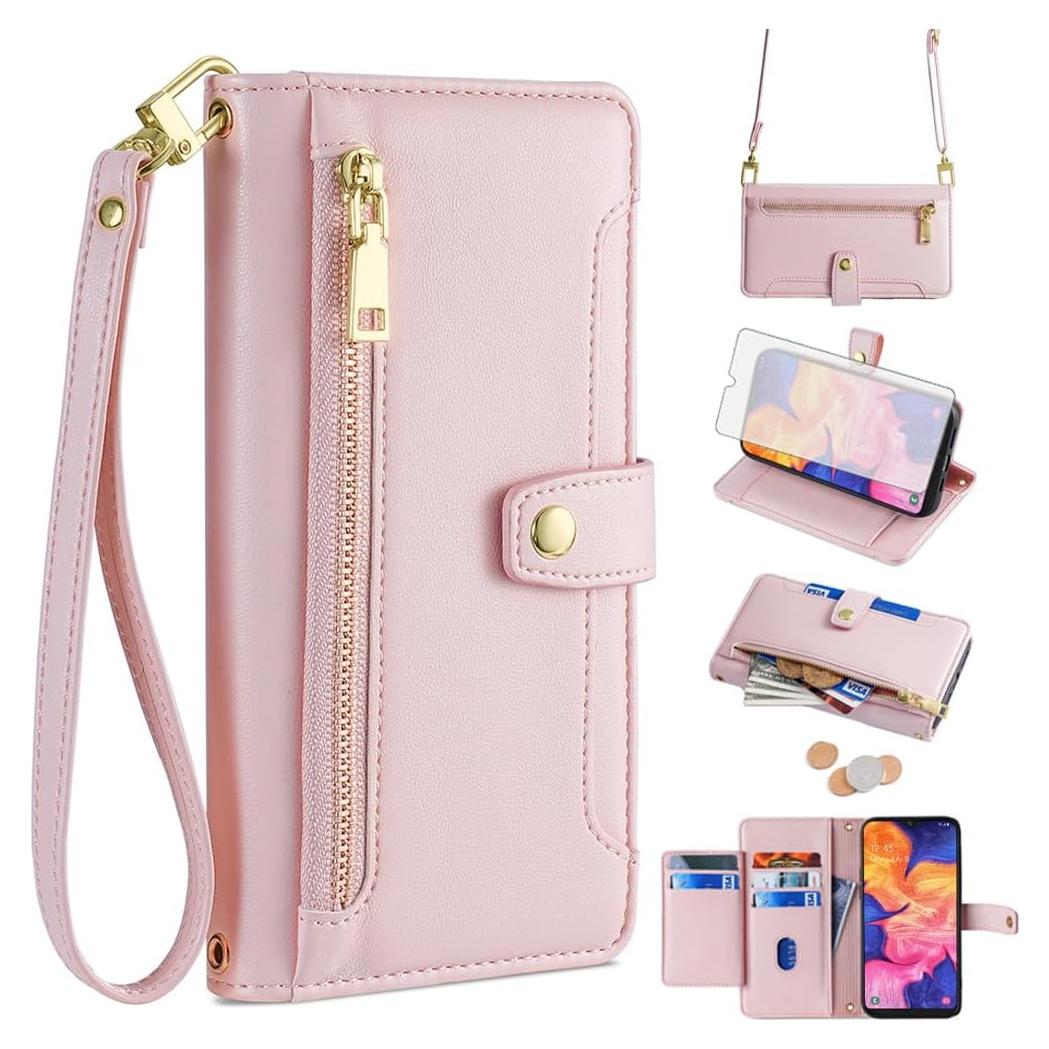 Funda Asuwish Flip Oro Rosa para Samsung Galaxy A10e
