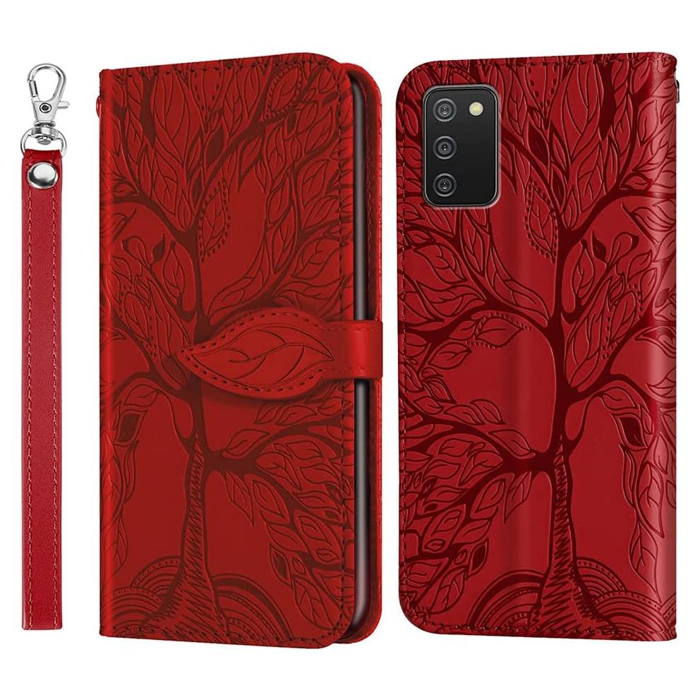 Funda de cuero COTDINFOR para Samsung Galaxy A03S Rojo