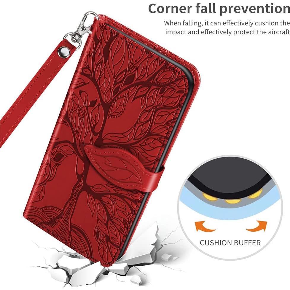 Funda de cuero COTDINFOR para Samsung Galaxy A03S Rojo