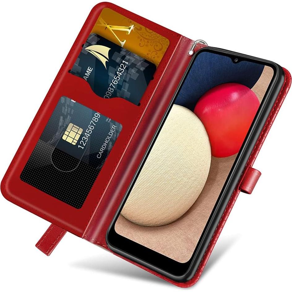 Funda de cuero COTDINFOR para Samsung Galaxy A03S Rojo