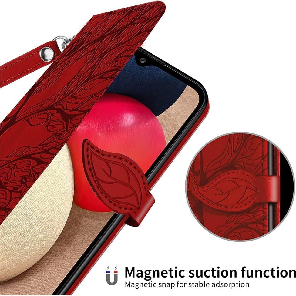 Funda de cuero COTDINFOR para Samsung Galaxy A03S Rojo