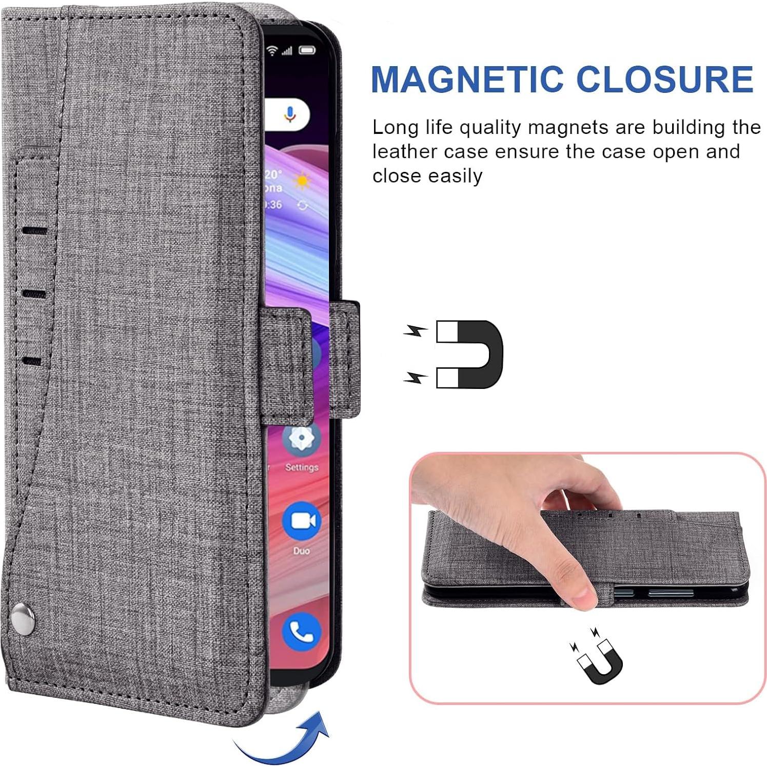 Funda Asuwish Gris para TCL 10 SE con Protector y Soporte