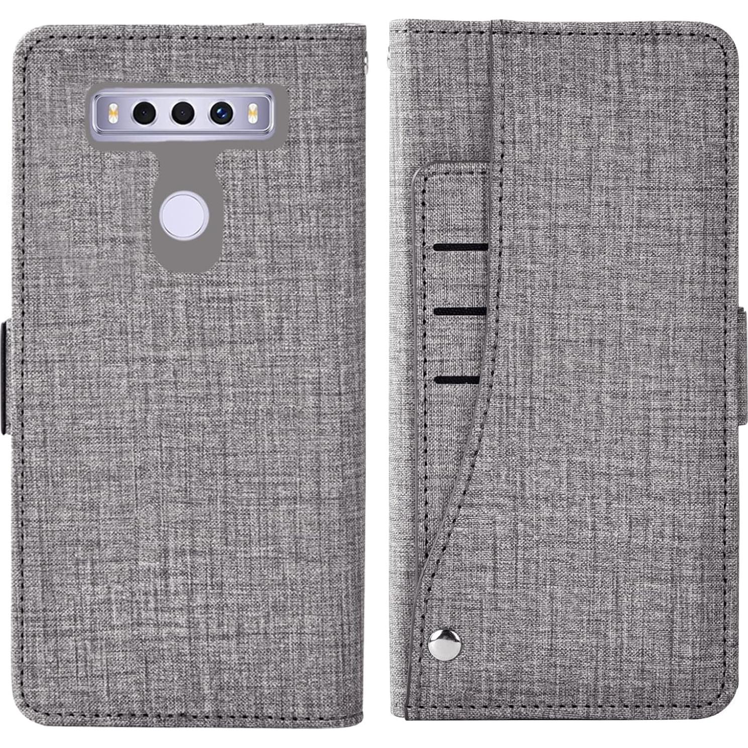 Funda Asuwish Gris para TCL 10 SE con Protector y Soporte