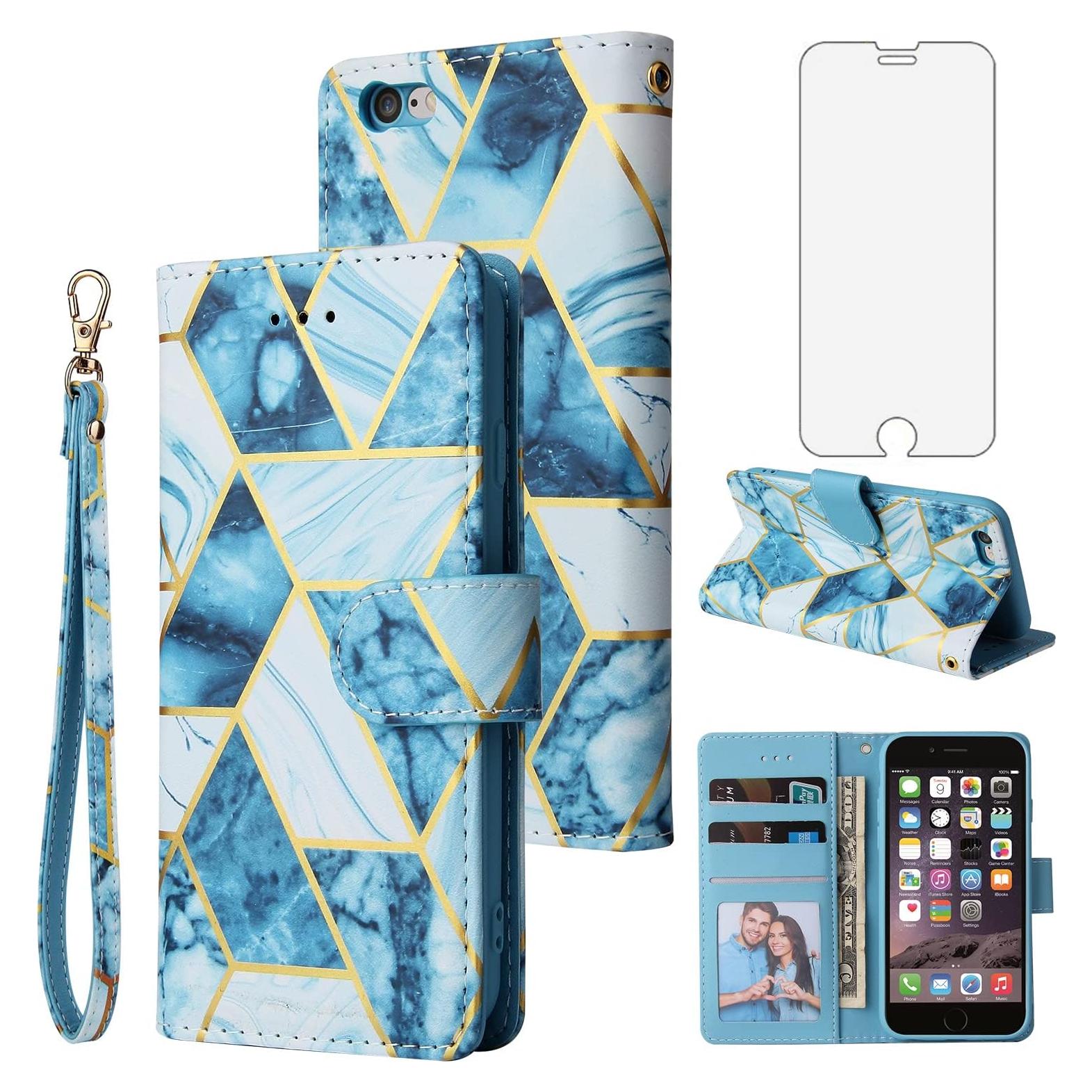 Funda Cartera Asuwish para iPhone 6 Plus/6S Plus Azul