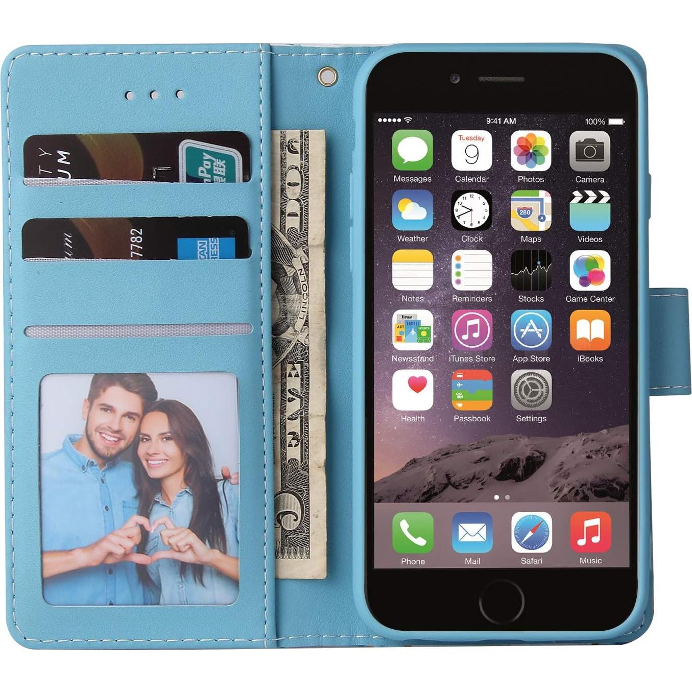 Funda Cartera Asuwish para iPhone 6 Plus/6S Plus Azul