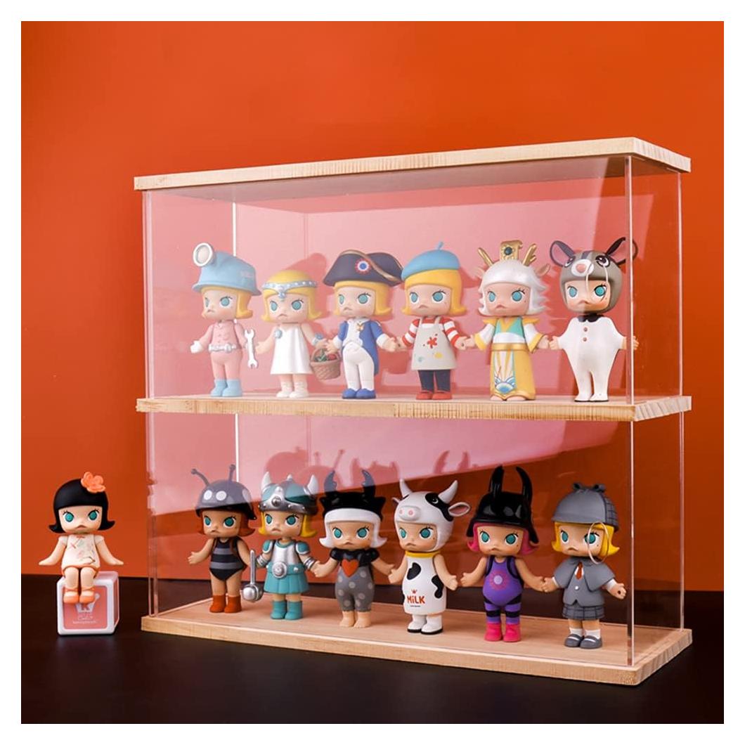 Estante Acrílico Nynelly 2 Niveles para Juguetes Nogal