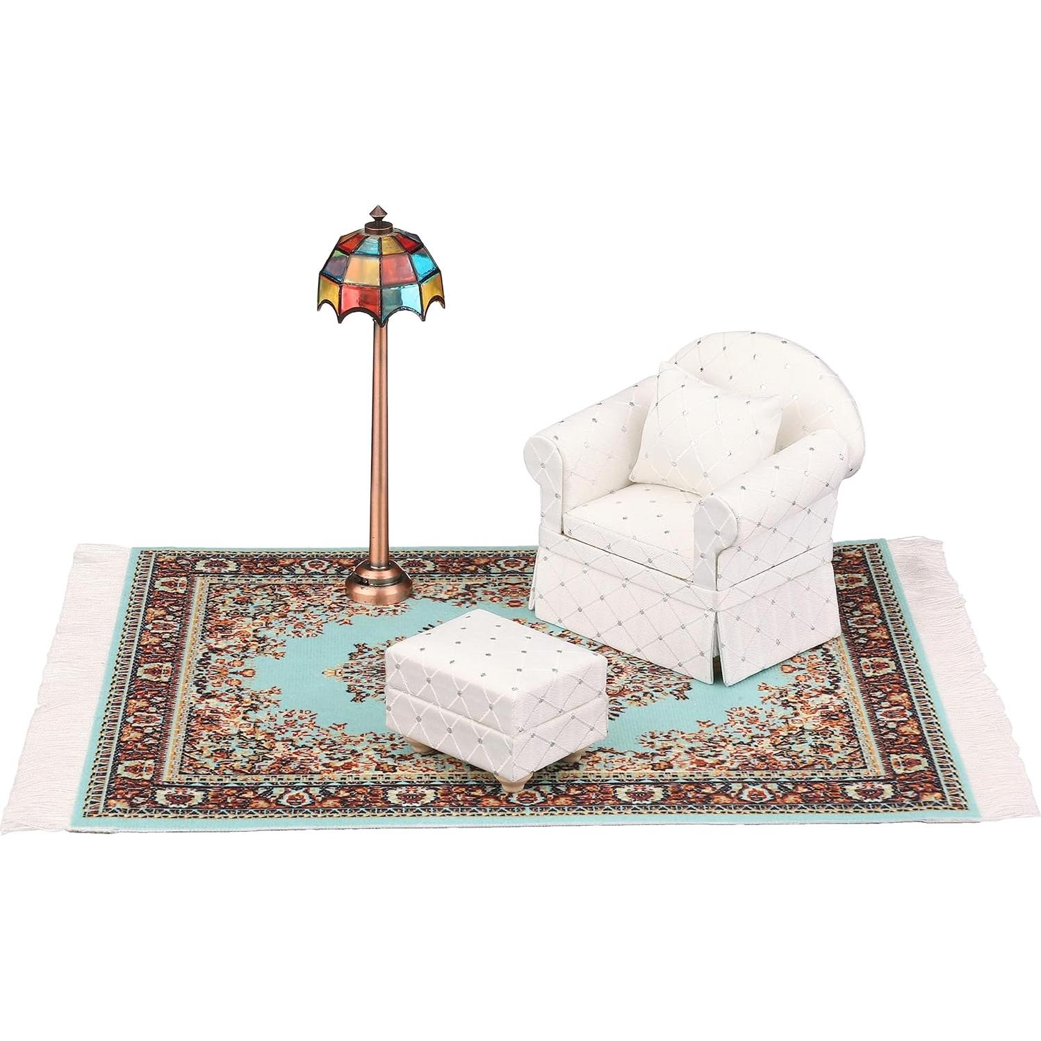 Sofá Silla Miniatura Inusitus con Otomana Blanca 1/12