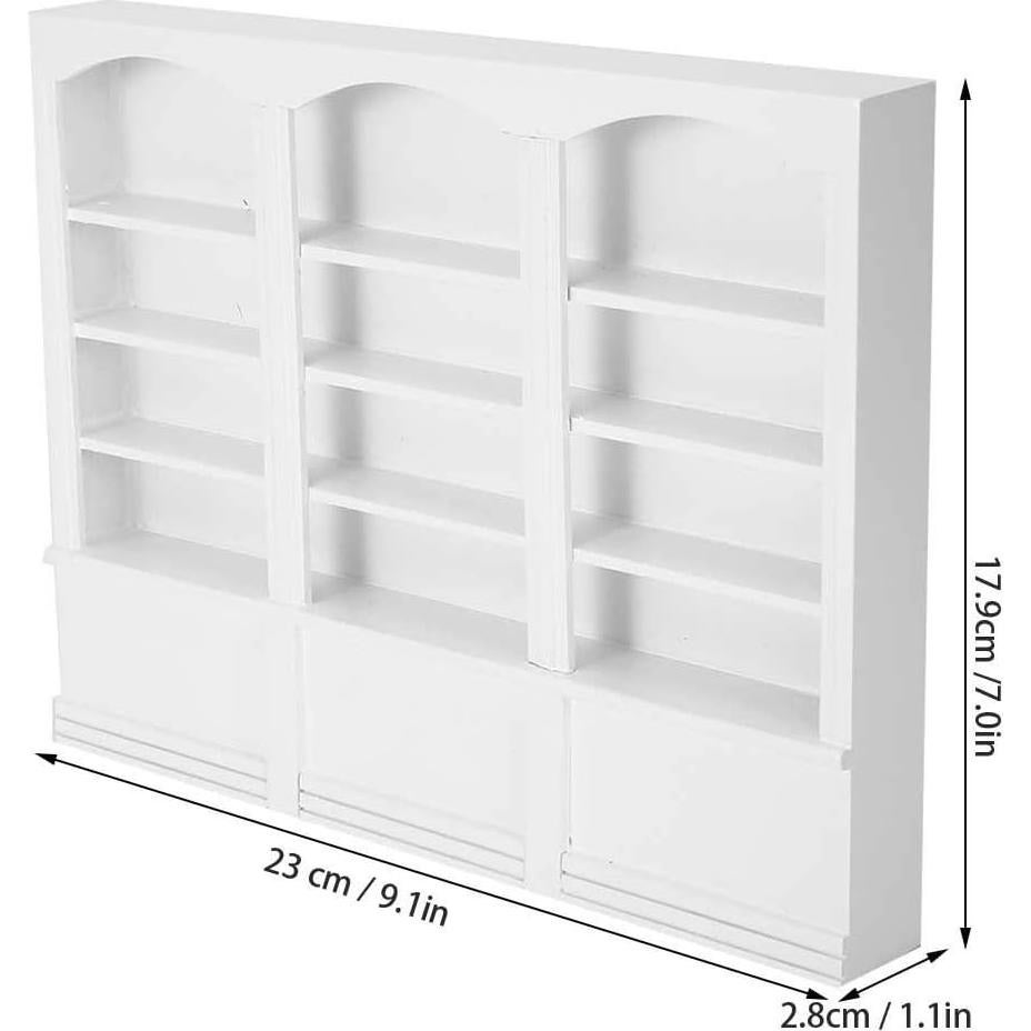 Estantería de Casa de Muñecas Qinlorgo Madera Blanca 23x17.9cm