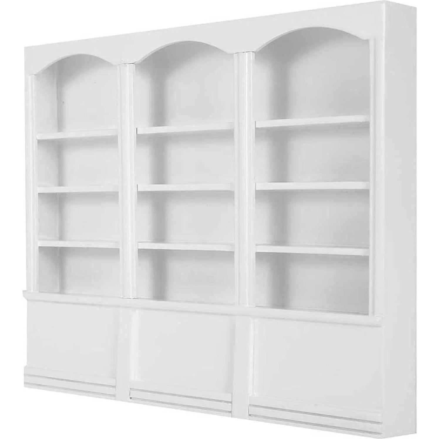 Estantería de Casa de Muñecas Qinlorgo Madera Blanca 23x17.9cm