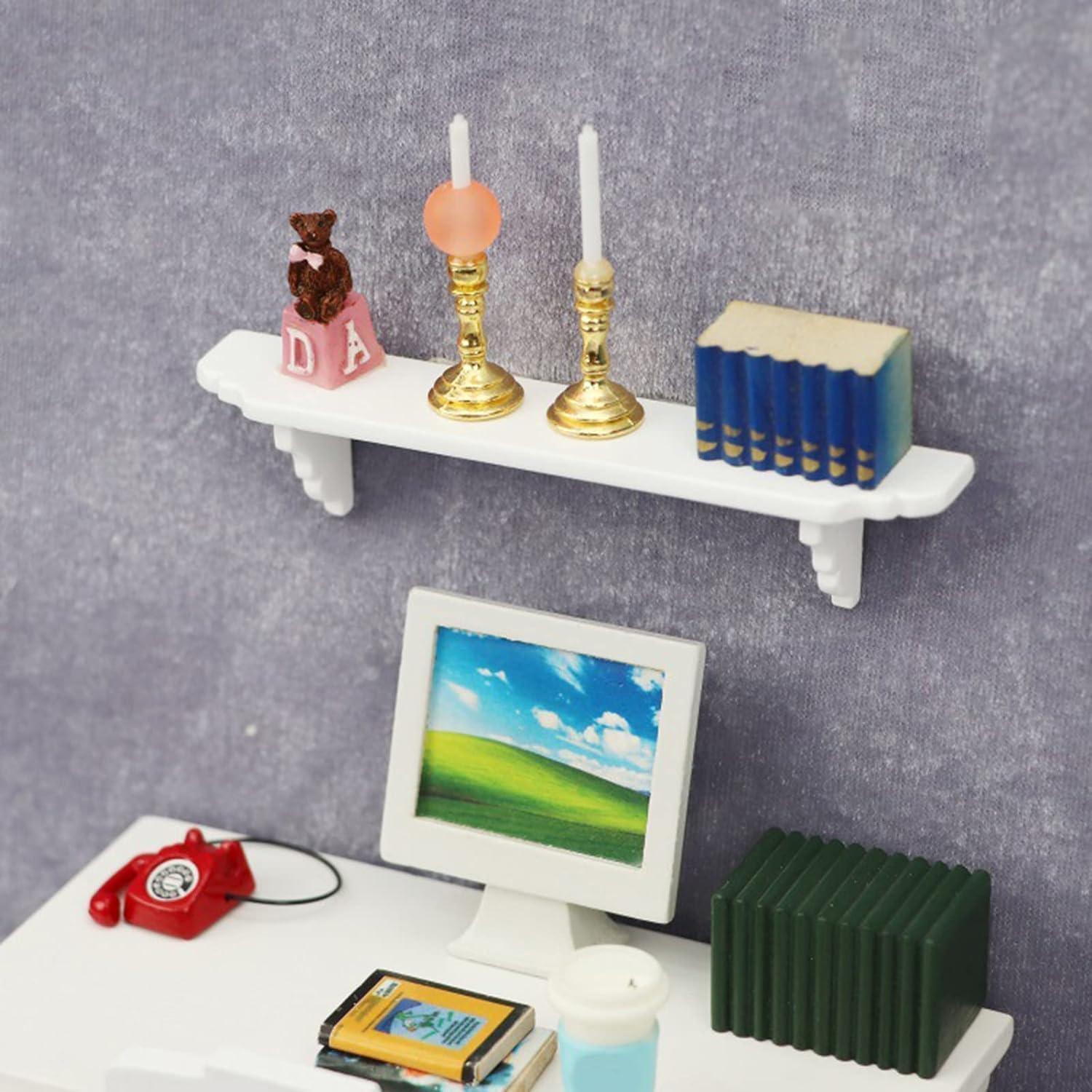 Estante de Pared Miniatura Blanca BWESOO para Casa de Muñecas
