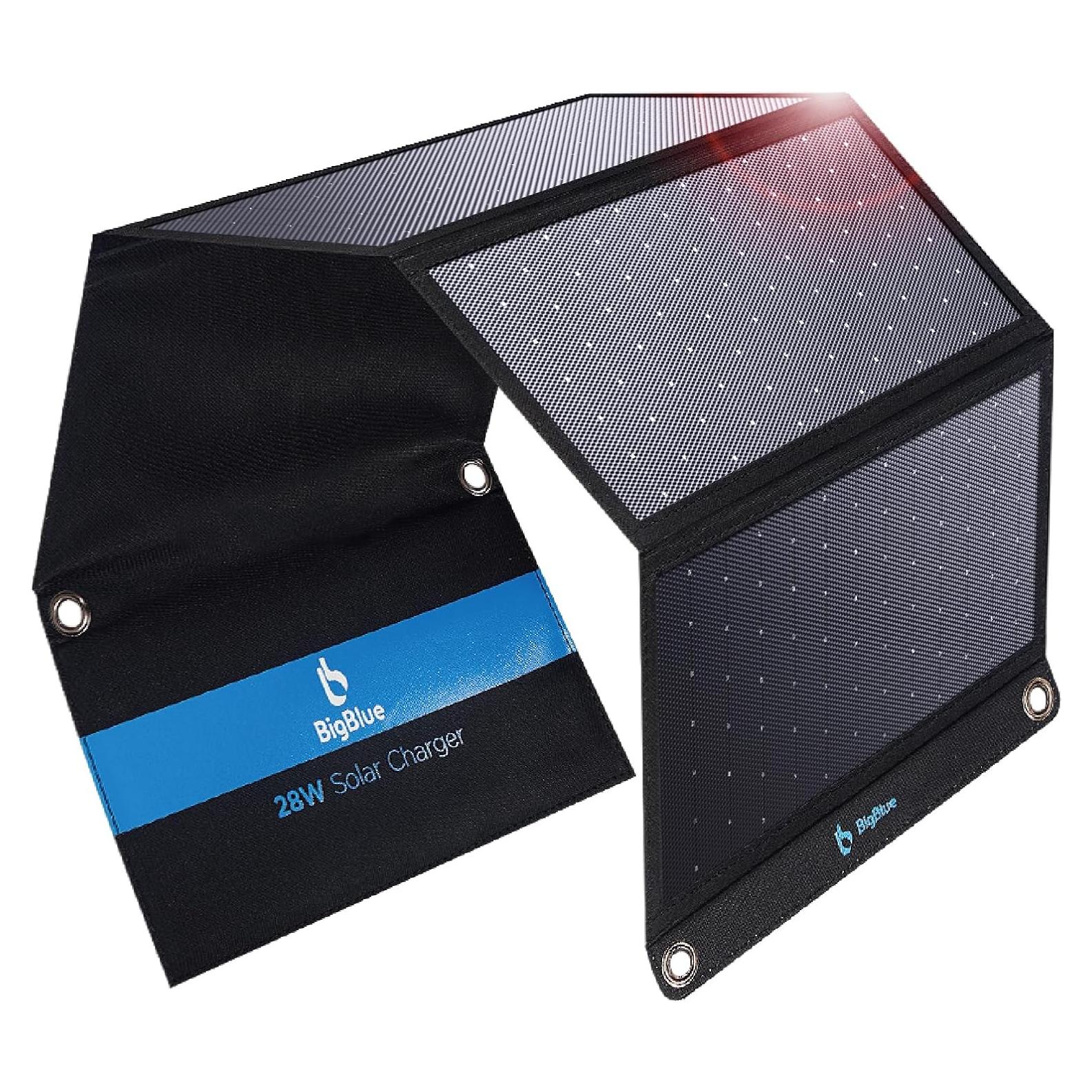 Cargador Solar BigBlue 28W 3 Puertos USB Plegable Camping