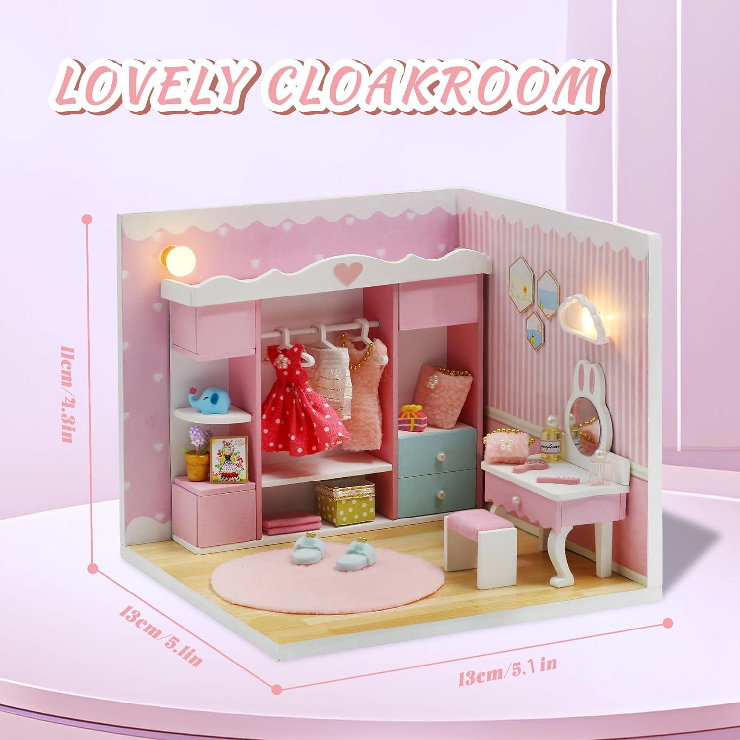 Casa de Muñecas Miniatura Kisoy con Muebles LED 18x15 cm