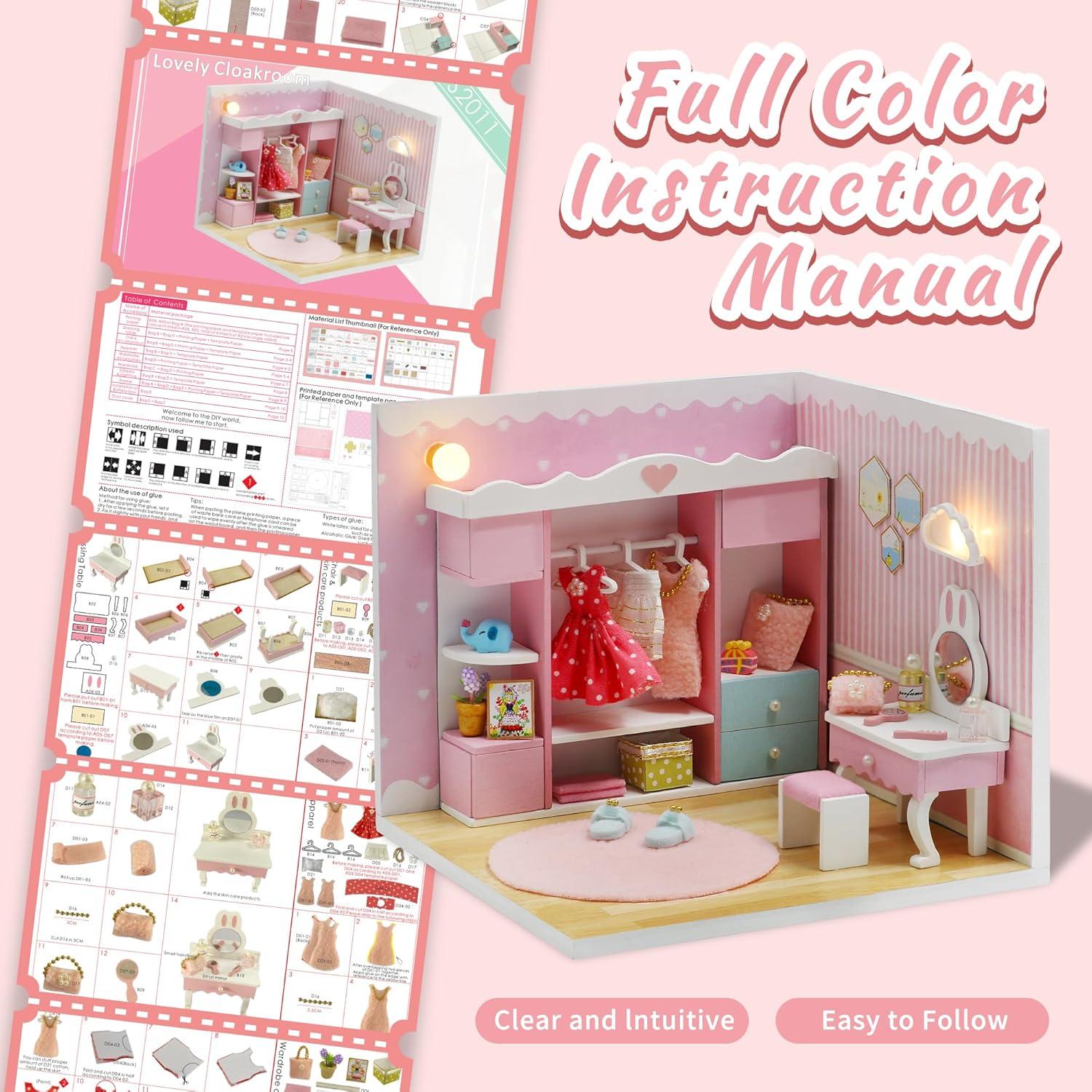 Casa de Muñecas Miniatura Kisoy con Muebles LED 18x15 cm