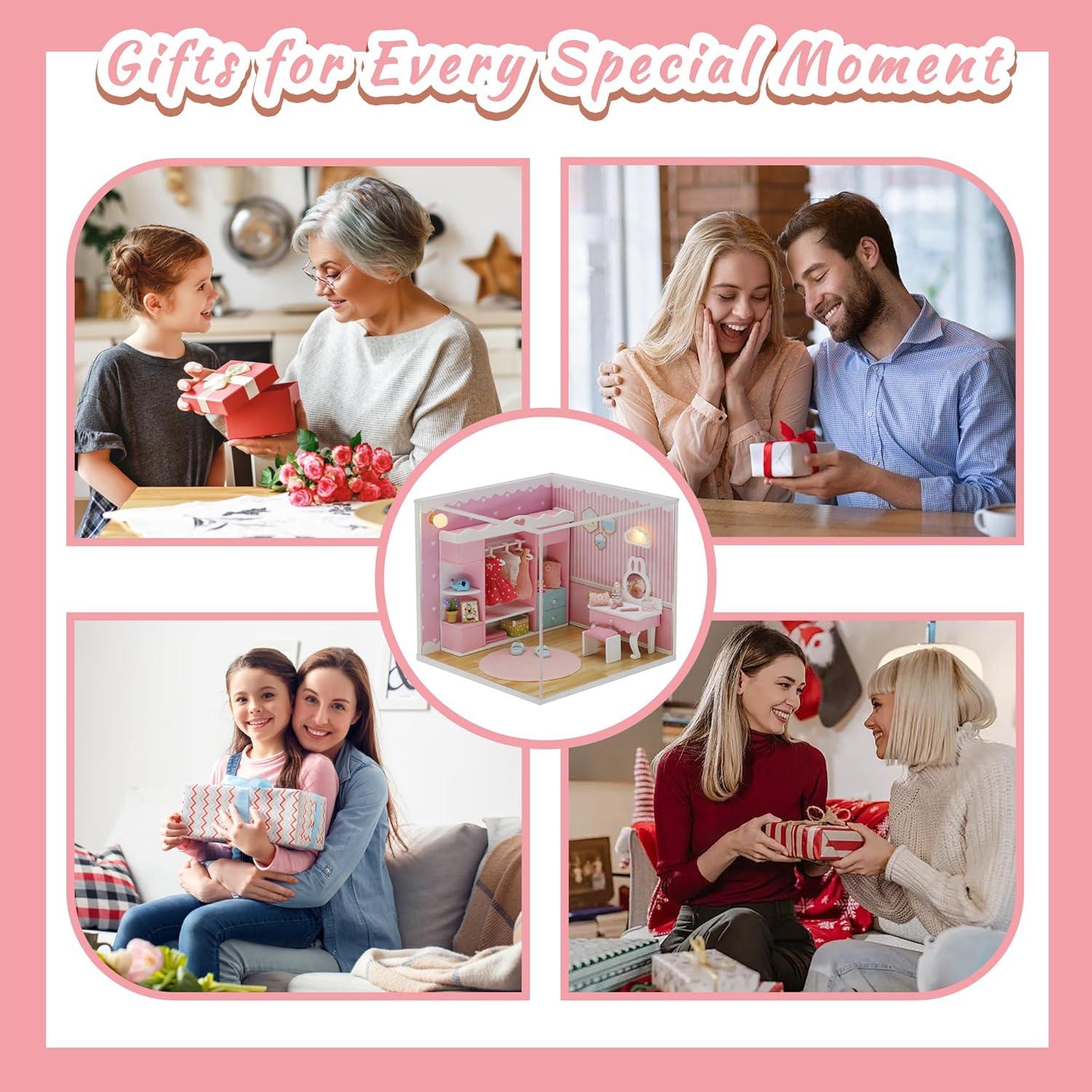 Casa de Muñecas Miniatura Kisoy con Muebles LED 18x15 cm