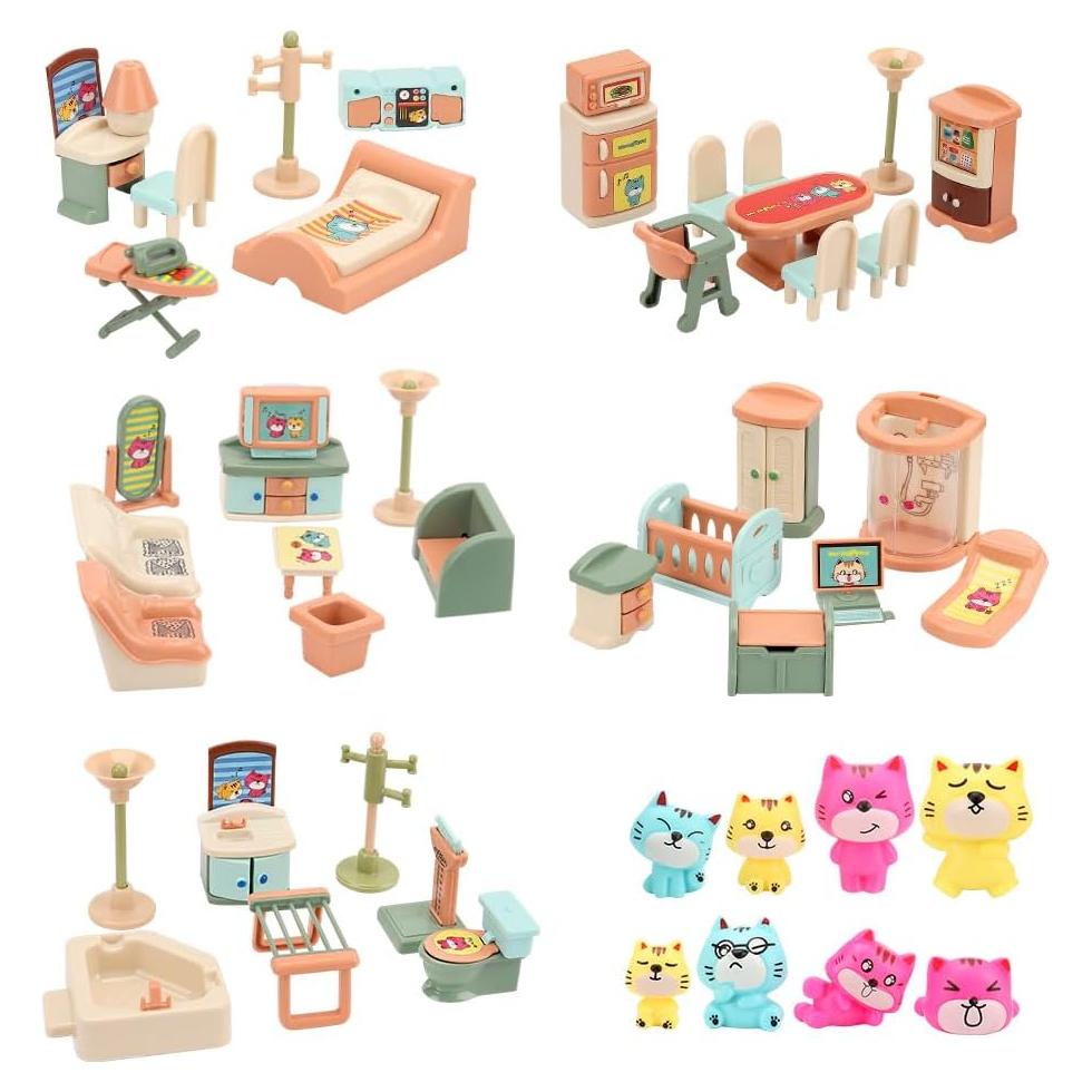 Paquete de 50 Juguetes de Muebles Casa de Muñecas BananMelon