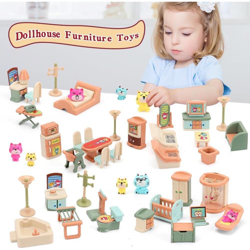 Paquete de 50 Juguetes de Muebles Casa de Muñecas BananMelon