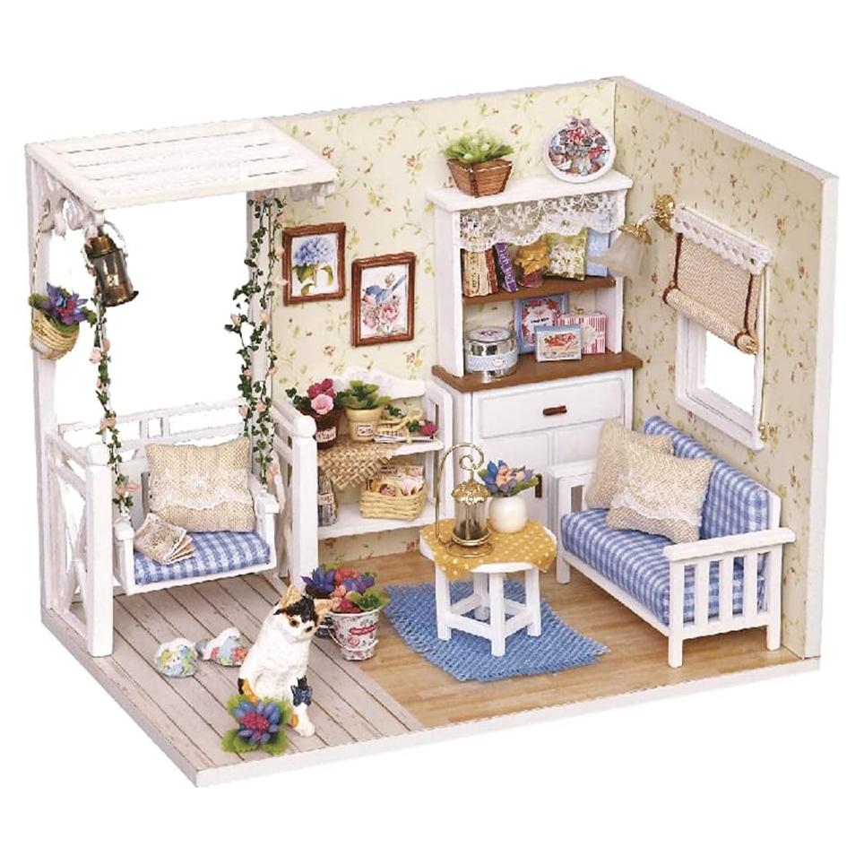 Kit Casa de Muñecas Miniatura DIY TuKIIE Madera 17.1x11.6cm