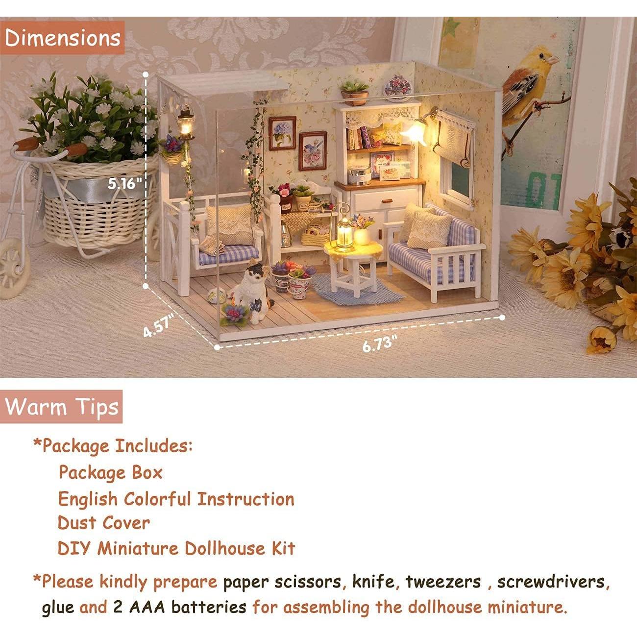 Kit Casa de Muñecas Miniatura DIY TuKIIE Madera 17.1x11.6cm