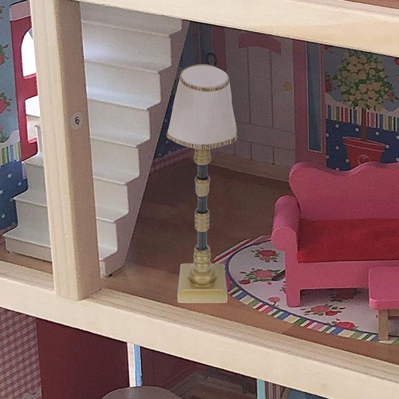 Didiseaon 4pcs Mini Floor Lamp Miniature Floor Light Resin Vintage Fake Led Desk Lamp Post Battery Table Lamps for Dollhouse Wall Lamp Tiny House Decor