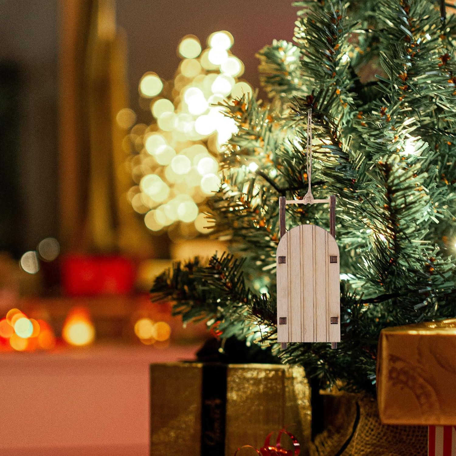 10 Piezas Adornos de Trineo de Madera Beavorty 12,5 cm