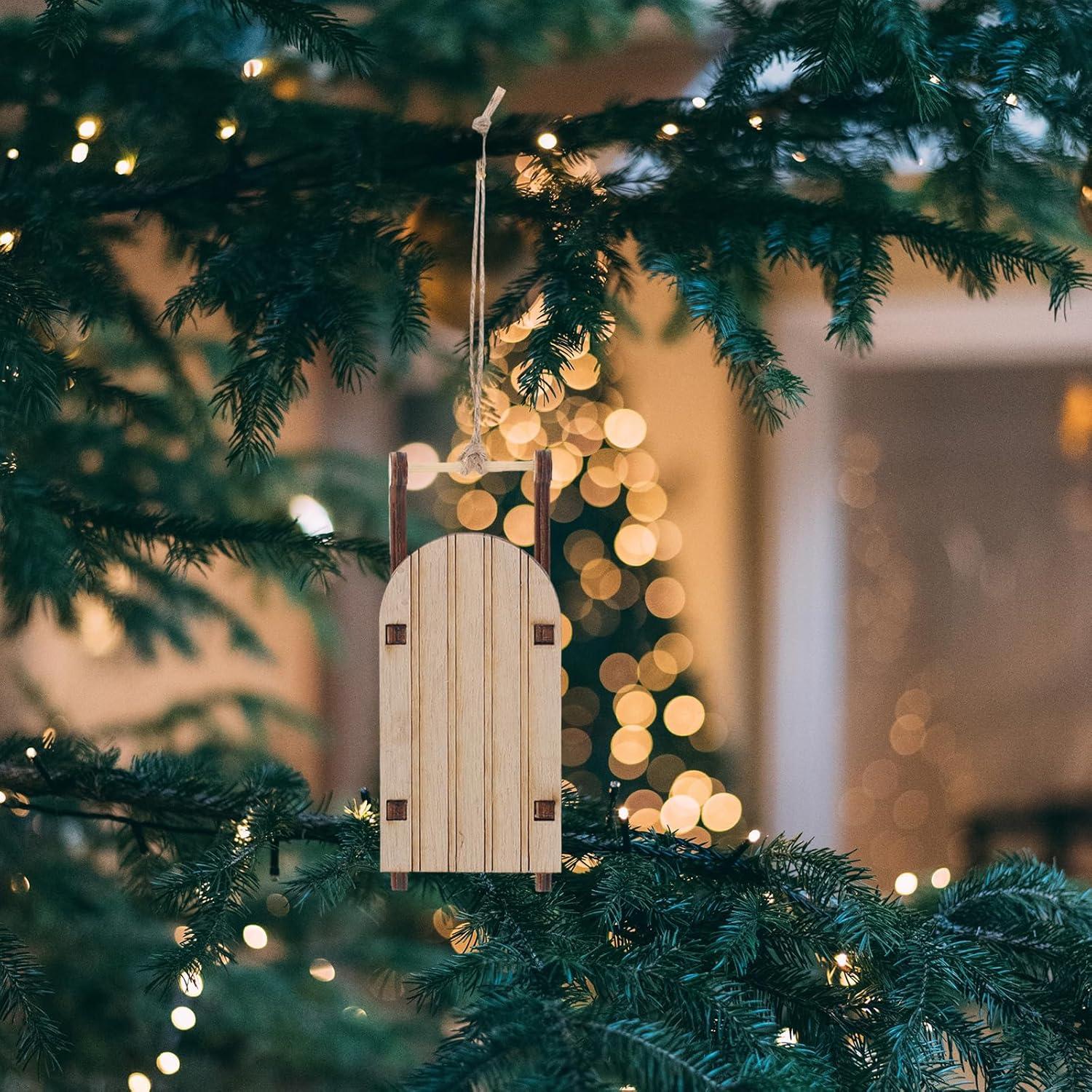 10 Piezas Adornos de Trineo de Madera Beavorty 12,5 cm