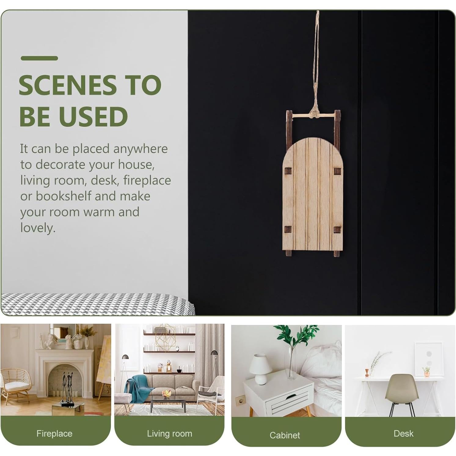 10 Piezas Adornos de Trineo de Madera Beavorty 12,5 cm