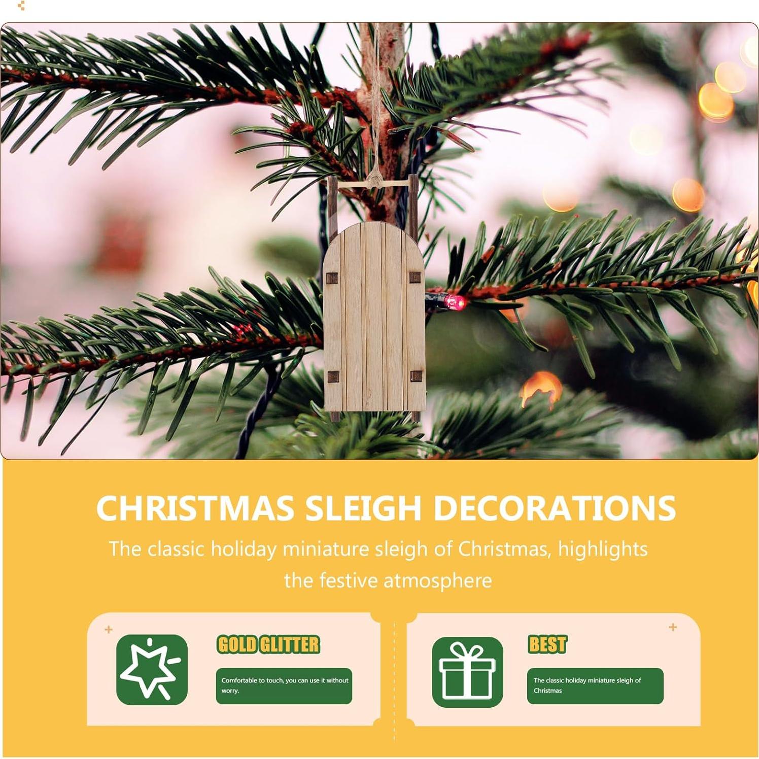 10 Piezas Adornos de Trineo de Madera Beavorty 12,5 cm