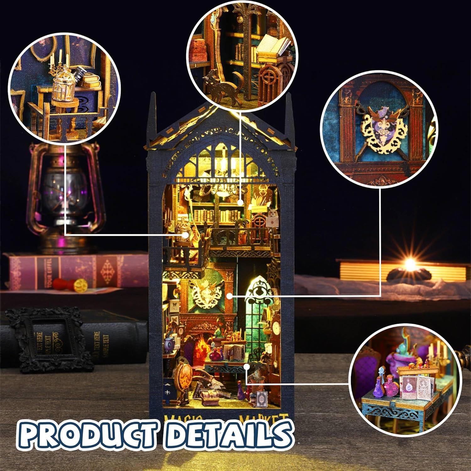 Kisoy Kit de Rincón de Libros 3D Decoración Estantería