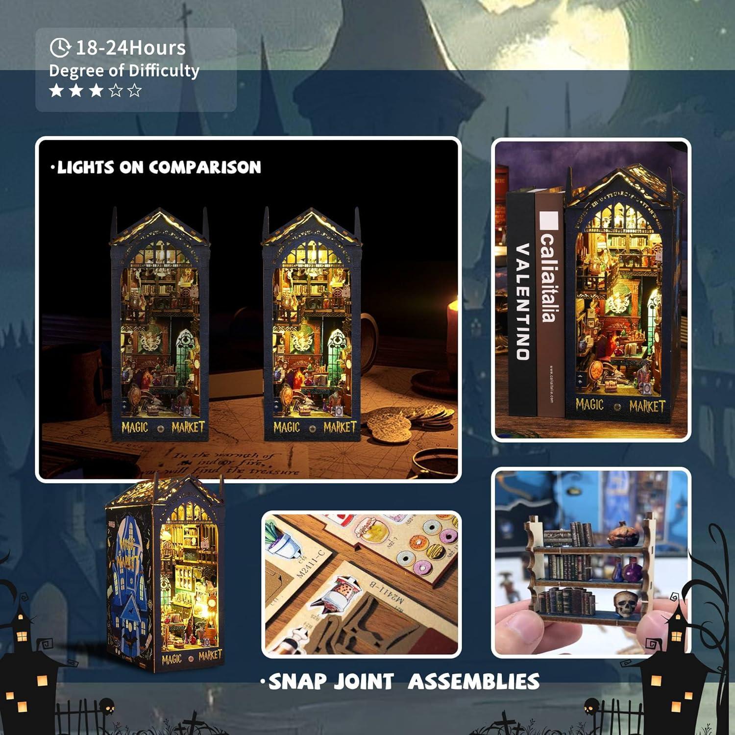 Kisoy Kit de Rincón de Libros 3D Decoración Estantería