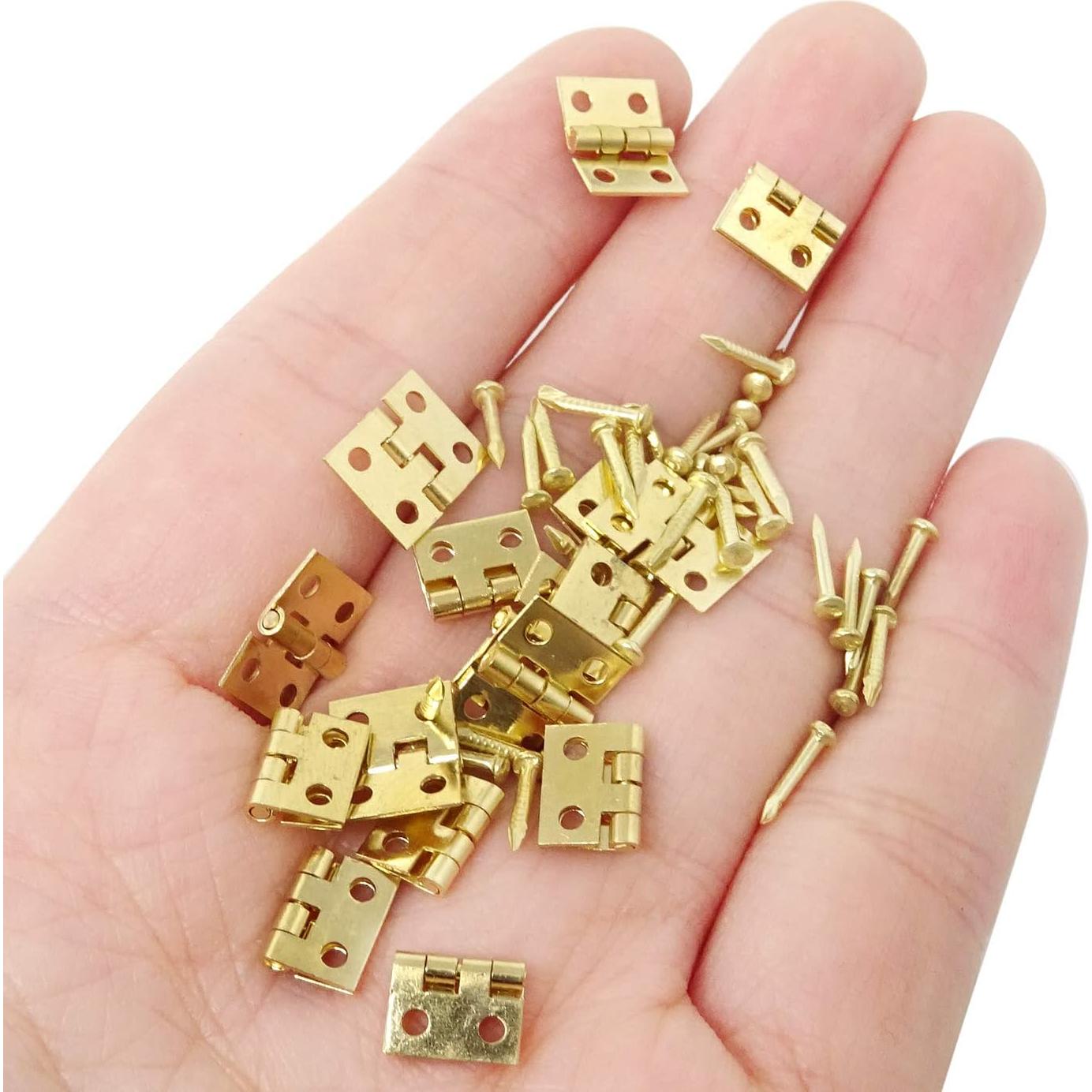 Honbay 50PCS Bisagras Miniatura Doradas para Joyería