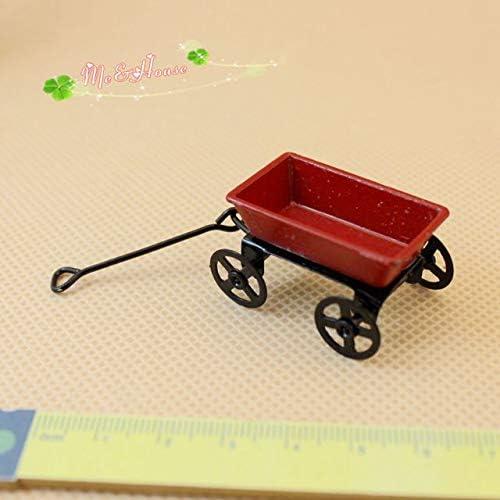 Carrito Rojo Pequeño de Metal 1/12 para Decoración Infantil