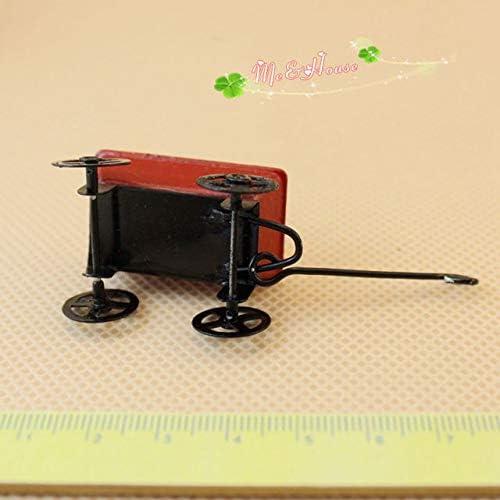 Carrito Rojo Pequeño de Metal 1/12 para Decoración Infantil