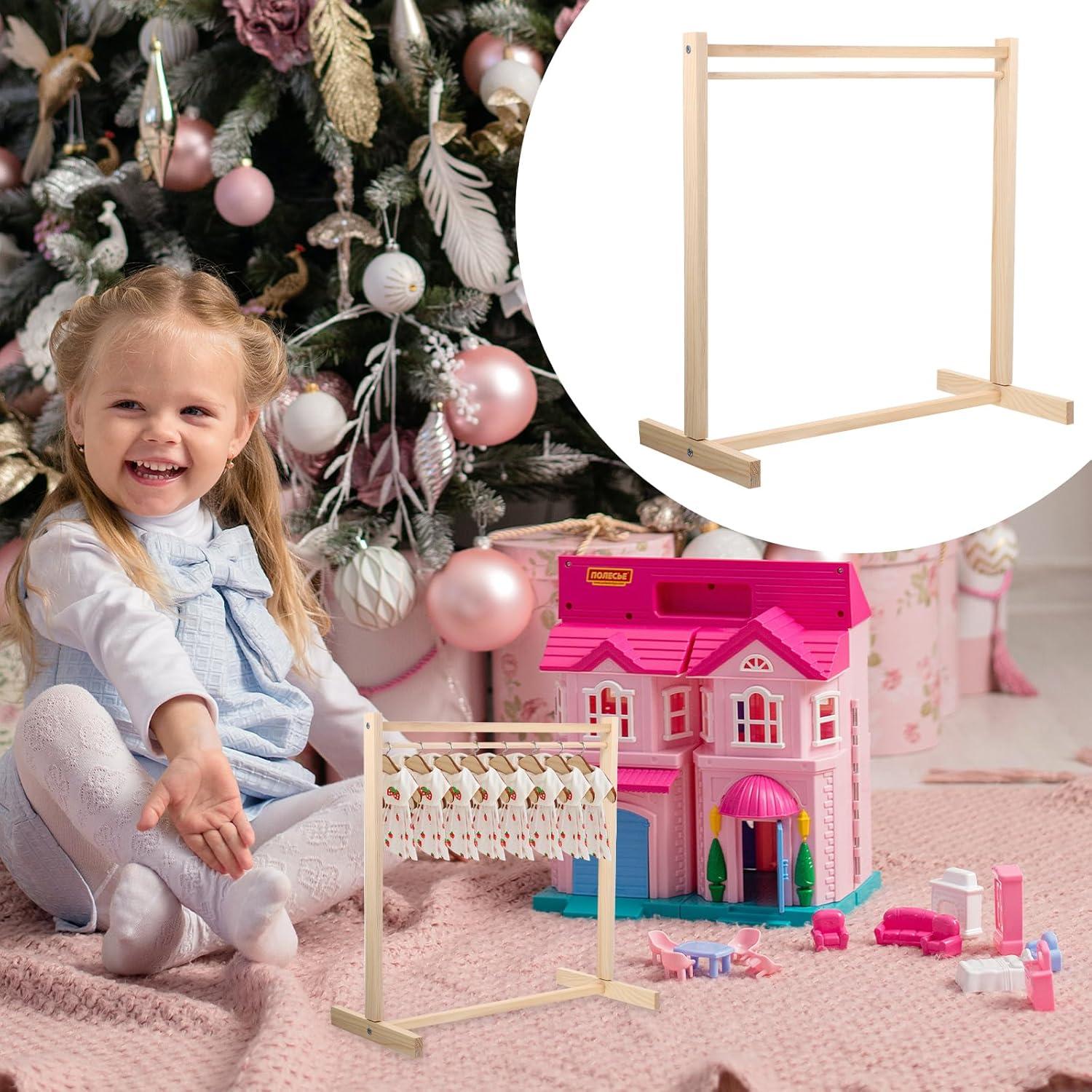 Perchero de Muñecas de Madera Operitacx 40cm Organizador