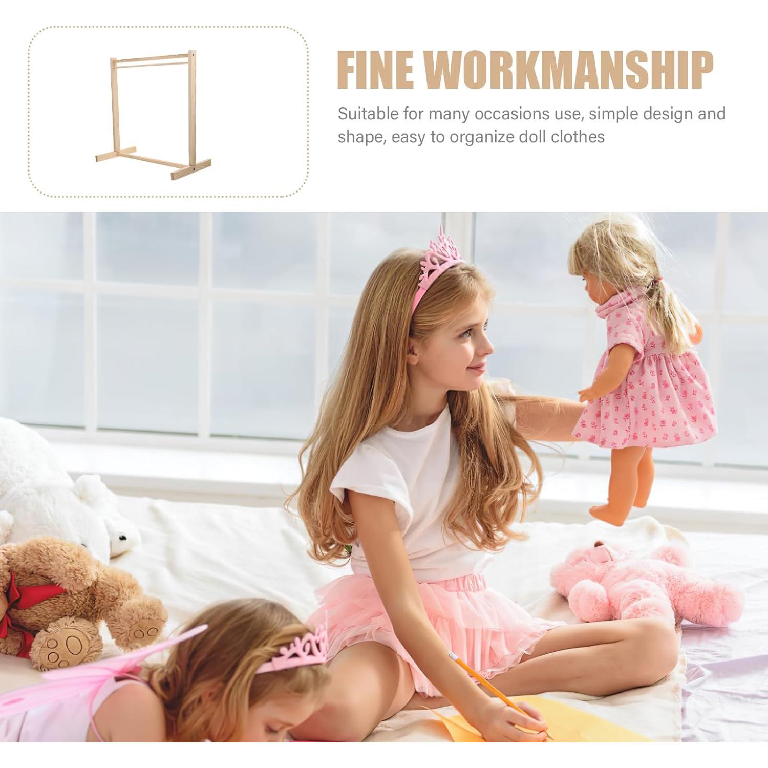 Perchero de Muñecas de Madera Operitacx 40cm Organizador