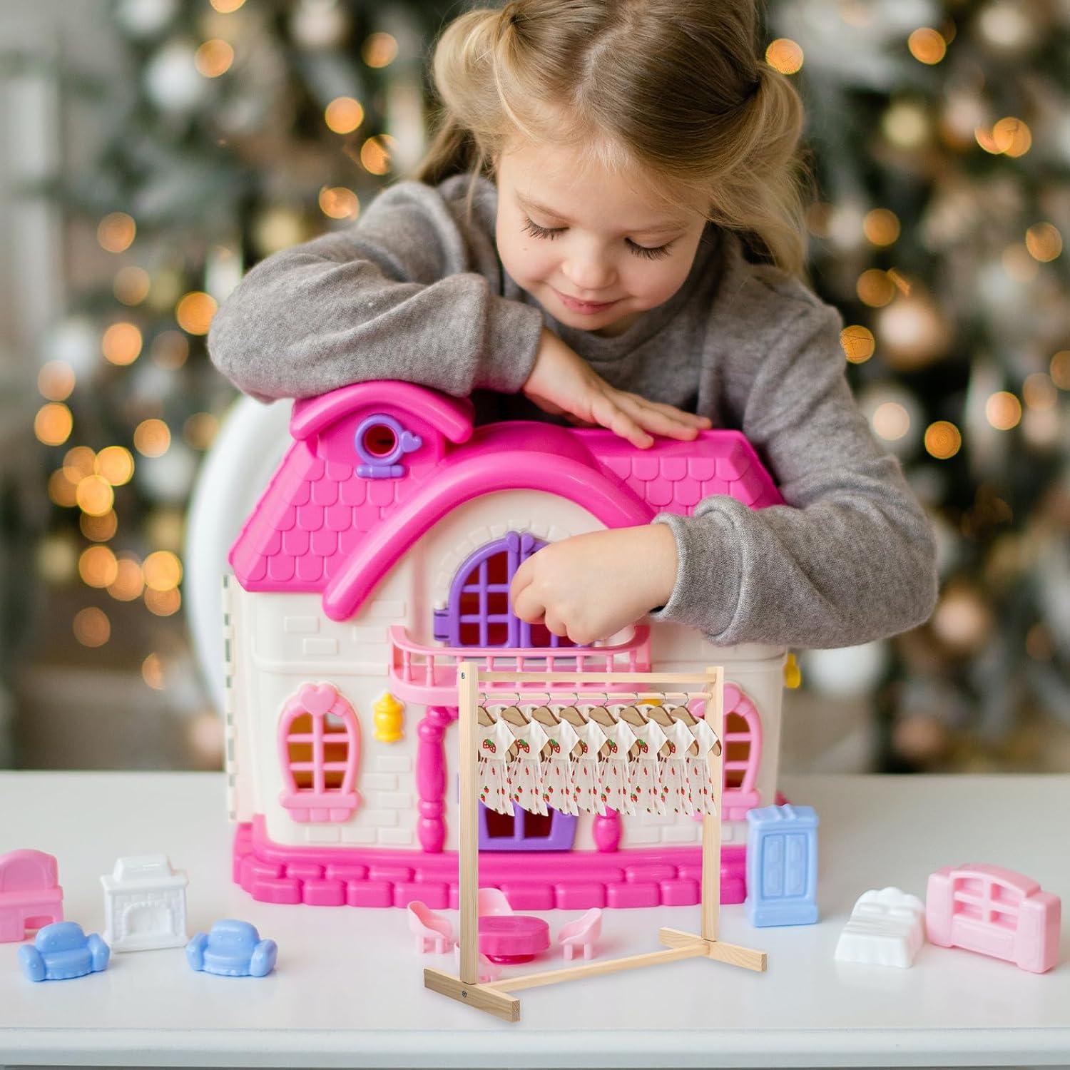 Perchero de Muñecas de Madera Operitacx 40cm Organizador