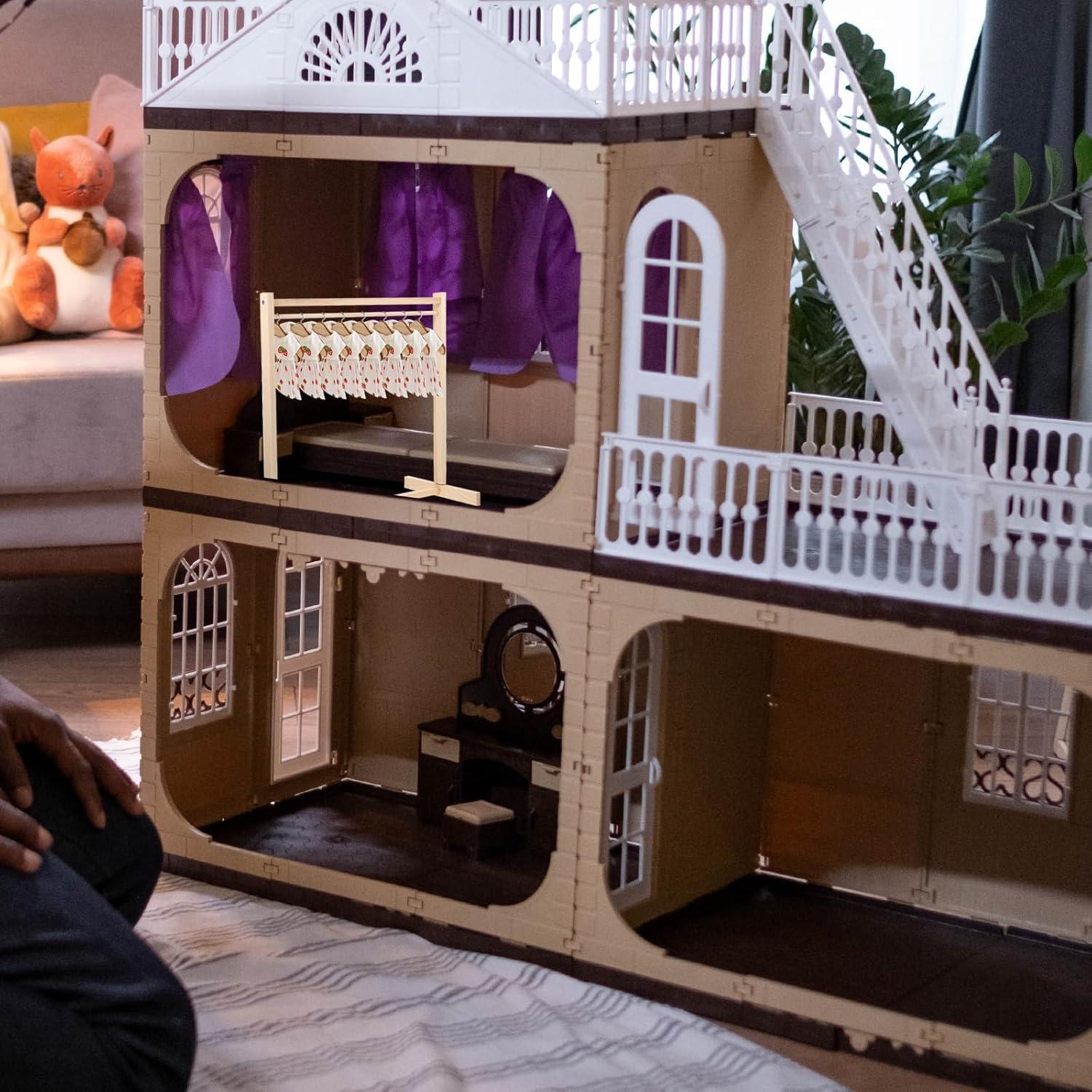 Perchero de Muñecas de Madera Operitacx 40cm Organizador